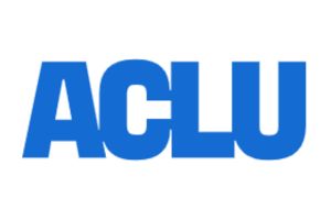 Blue capital letters ACLU in a bold, sans-serif font on a white background.