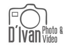 Logo featuring an outline of a camera above the text “D’Ivan Photo & Video” in bold, modern fonts, representing a photography and videography business.