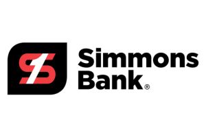 Simmons Bank logo with a stylized red and white S inside a black rounded square, next to the words Simmons Bank in bold black letters.