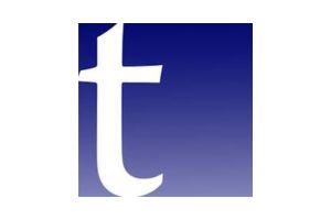 A lowercase white t on a dark blue to light blue gradient background, resembling the old Tumblr logo.