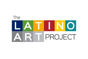 Logo for The Latino Art Project with the word LATINO in colorful blocks, each letter in a different color, and ART in gray blocks. The and PROJECT are in black text on a white background.